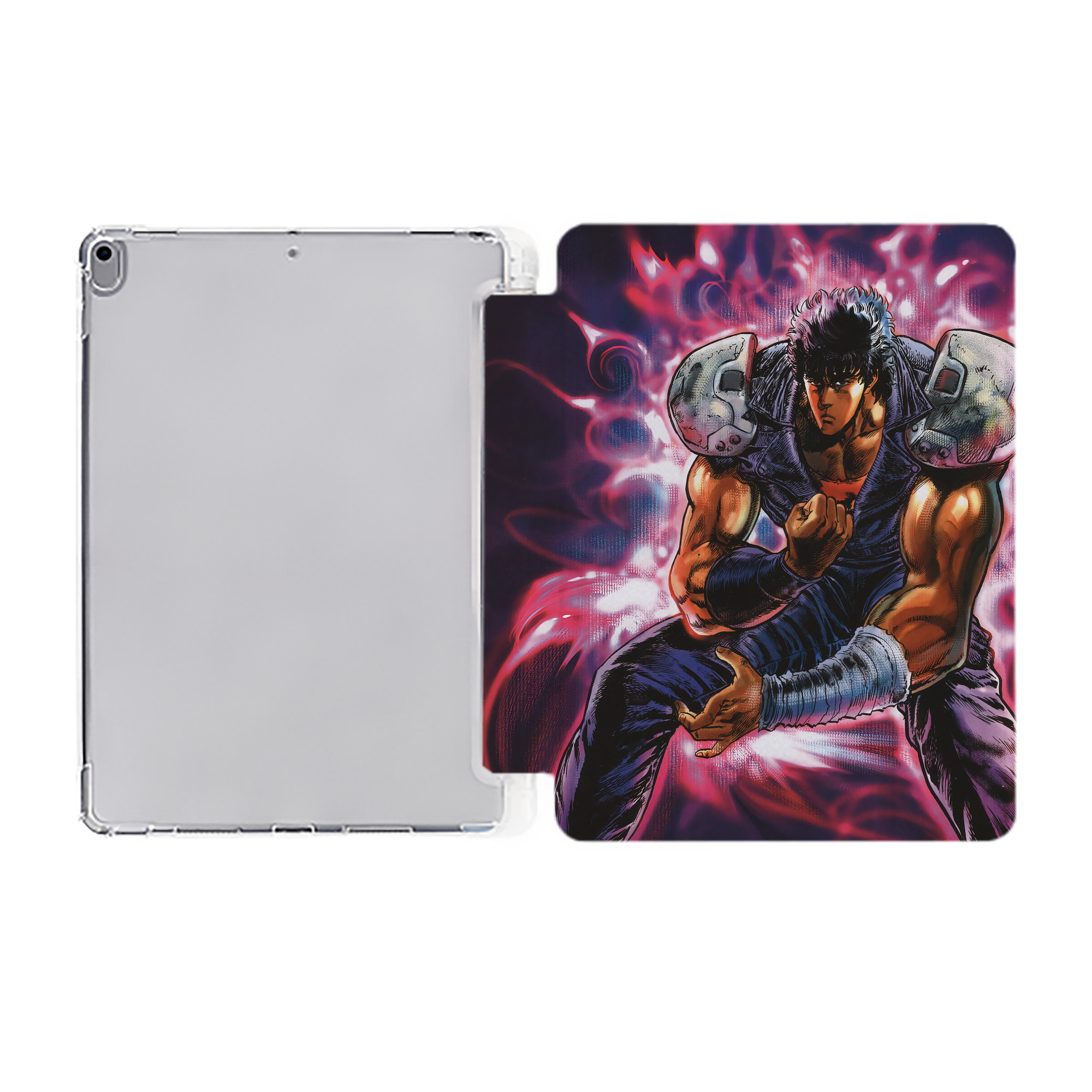 （画像用） 北斗の拳 Fist of the North Star IPad ケース ペン収納付き 三つ折りスタンド PUレザー×シリコン 対応機種9.5/10.5/10.9インチ